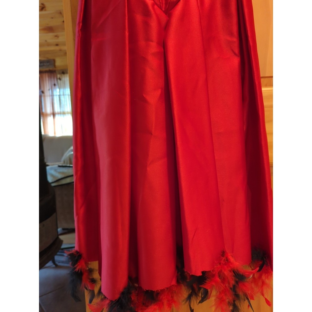 Vintage Loralie Party Prom Dress Size 8 Red Silk With Red‎ & Black Feathers - Picture 5 of 16